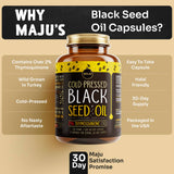 Maju Superfoods Black Seed Oil Capsules with measuring spoon