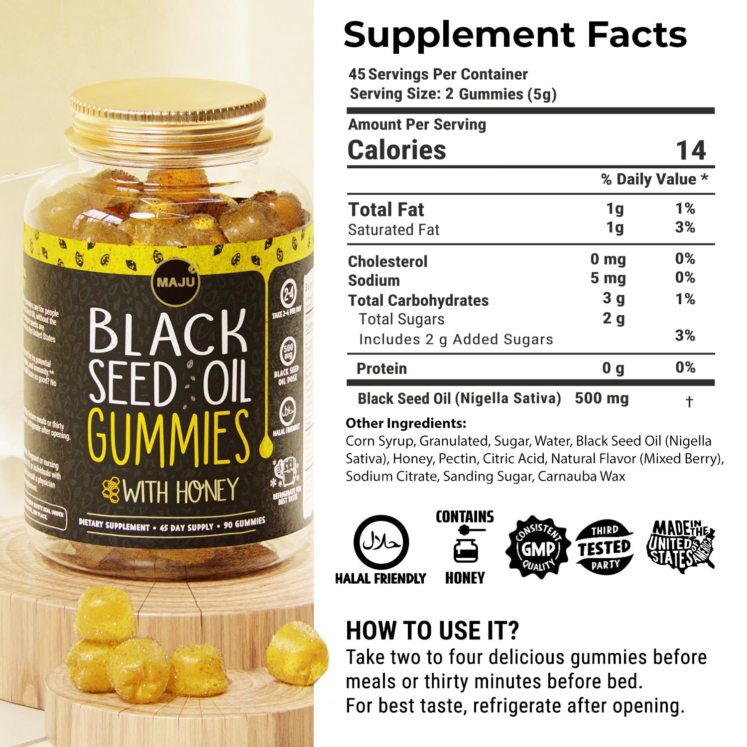 Maju Superfoods Black Seed Oil Gummies in a lifestyle setting