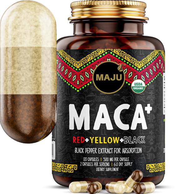 Maju Superfoods Maca Capsules 100g front view
