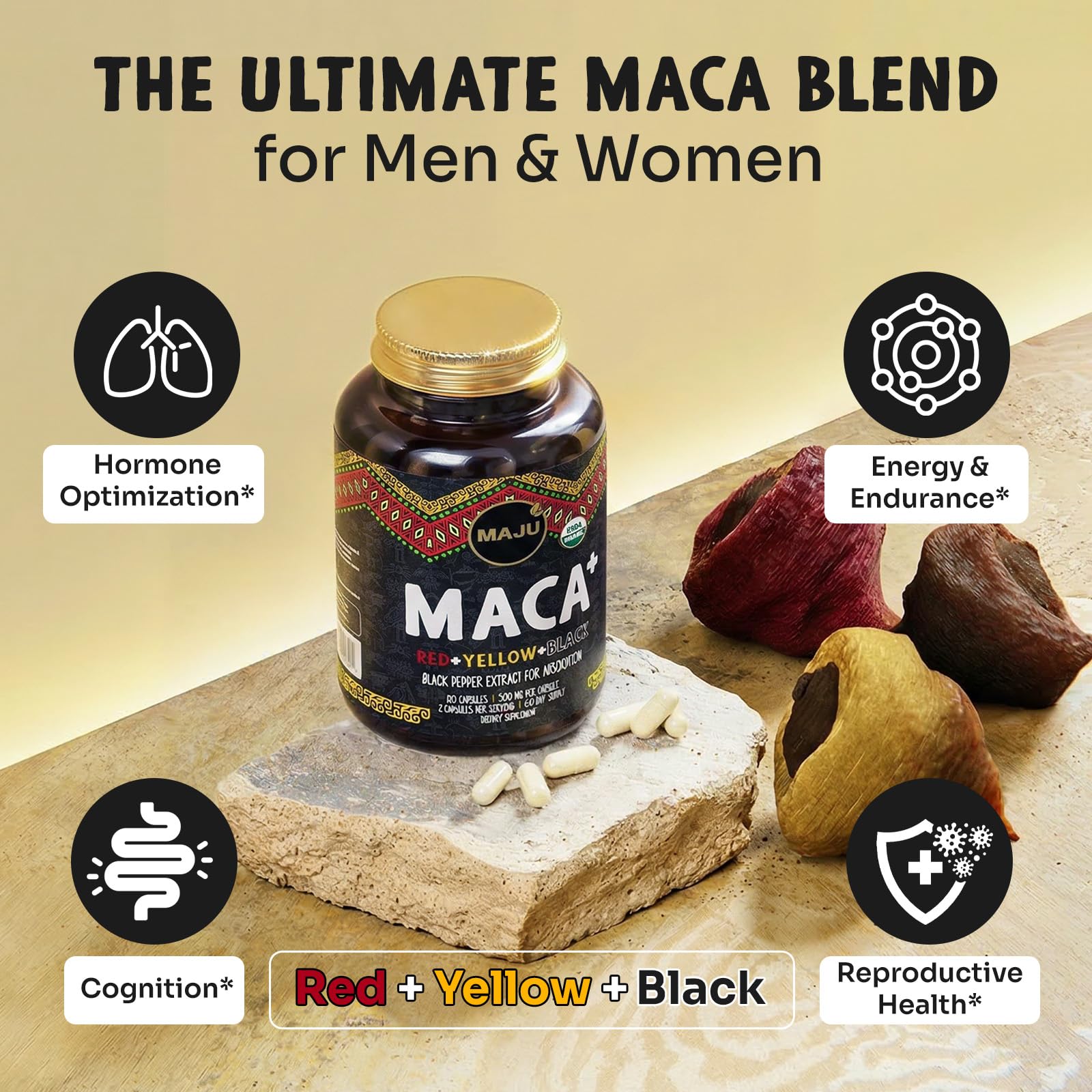 Maju Superfoods Maca Capsules 100g packaging
