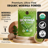 Maju Superfoods Moringa Powder 454g back view with nutritional information