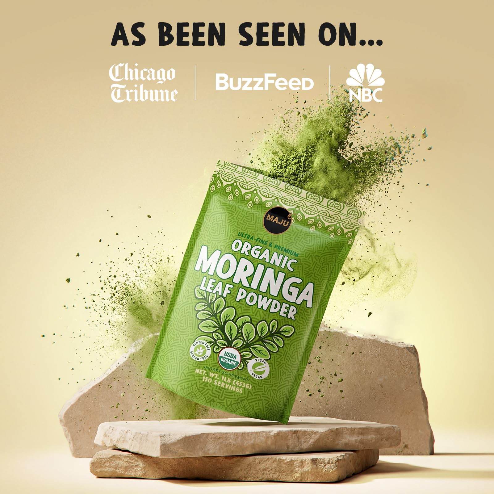 Maju Superfoods Moringa Powder in a cup of tea