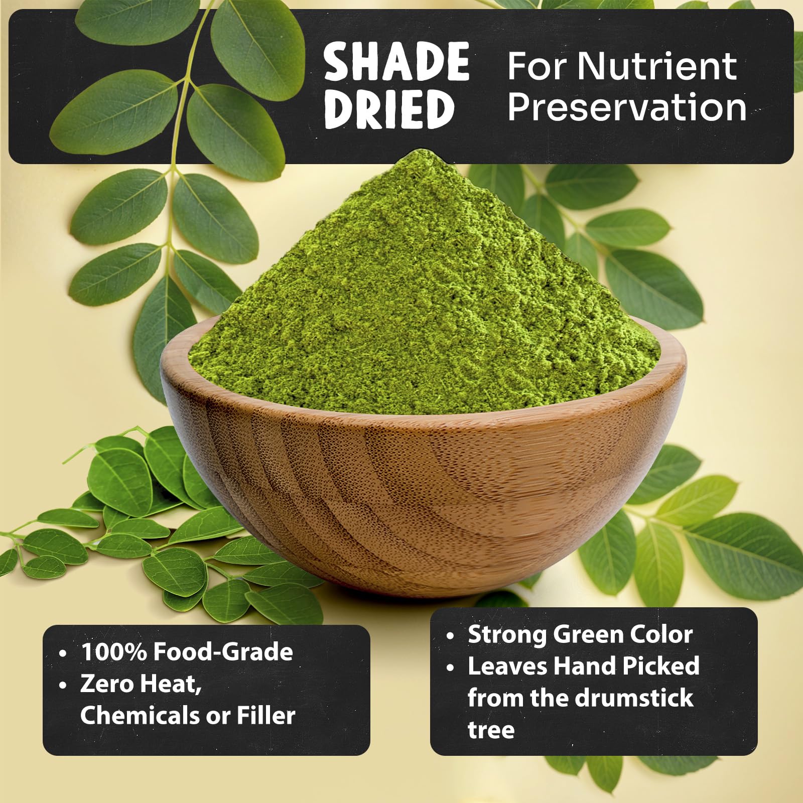 Maju Superfoods Moringa Powder in a glass of smoothie