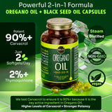 Maju Superfoods Oregano Oil & Black Seed Oil Capsules side view