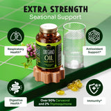 Maju Superfoods Oregano Oil & Black Seed Oil Capsules with packaging