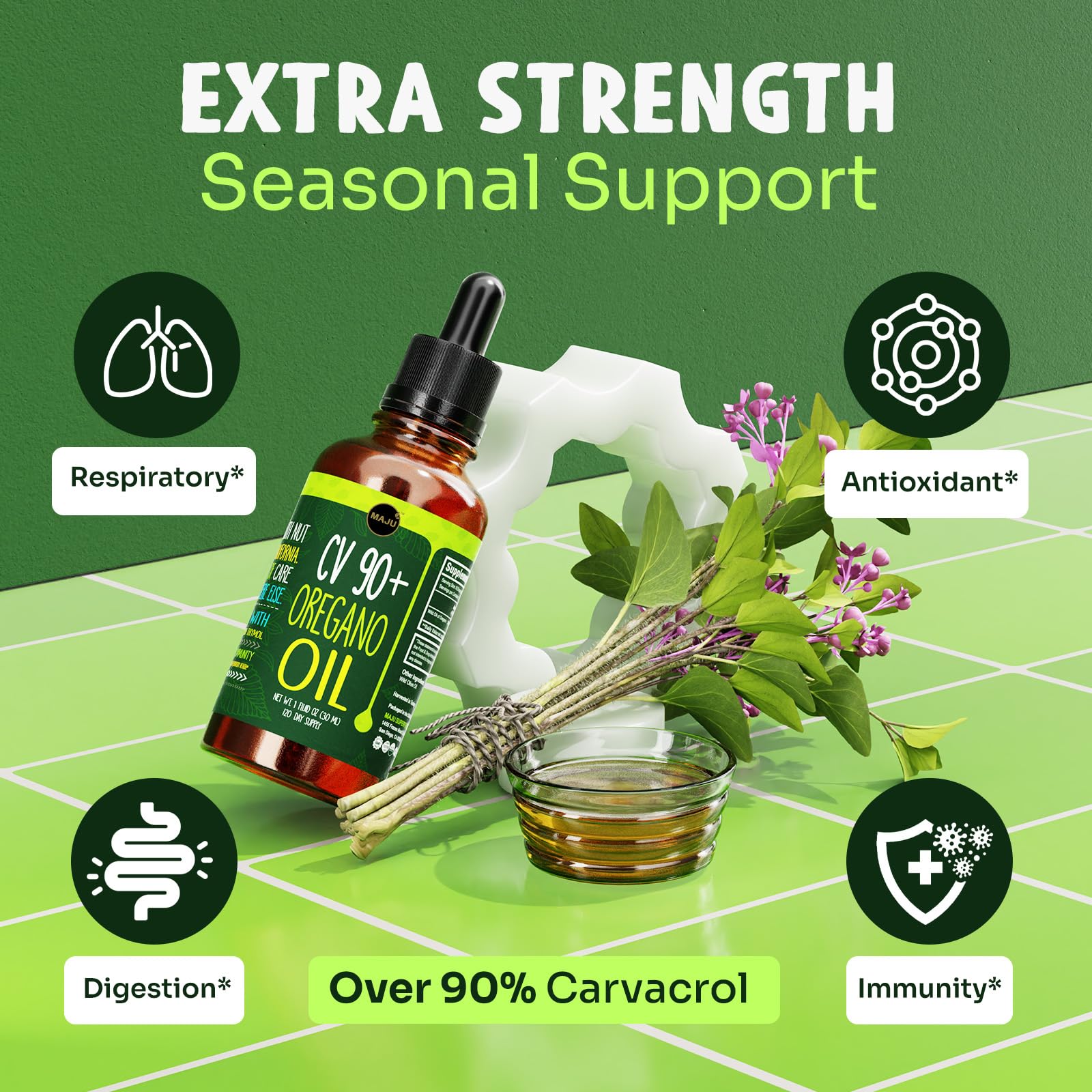 Maju Superfoods Oregano Oil Drops dropper close-up