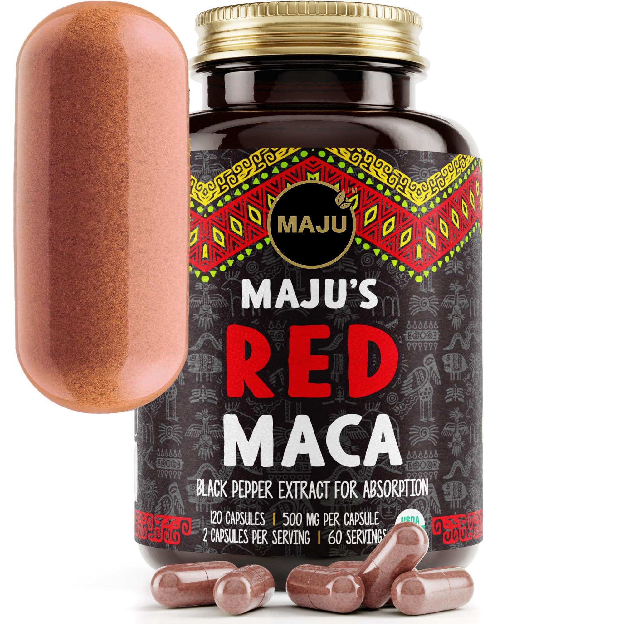 Maju Superfoods Organic Maca Root Capsules for Women front view