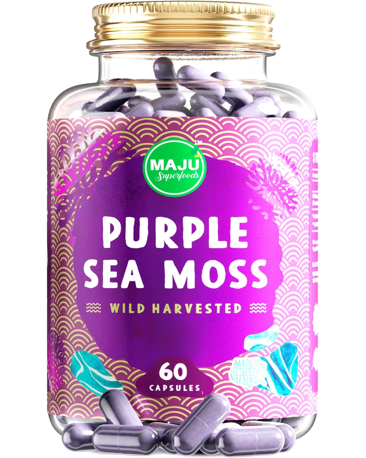Maju Superfoods Purple Sea Moss Capsules front view