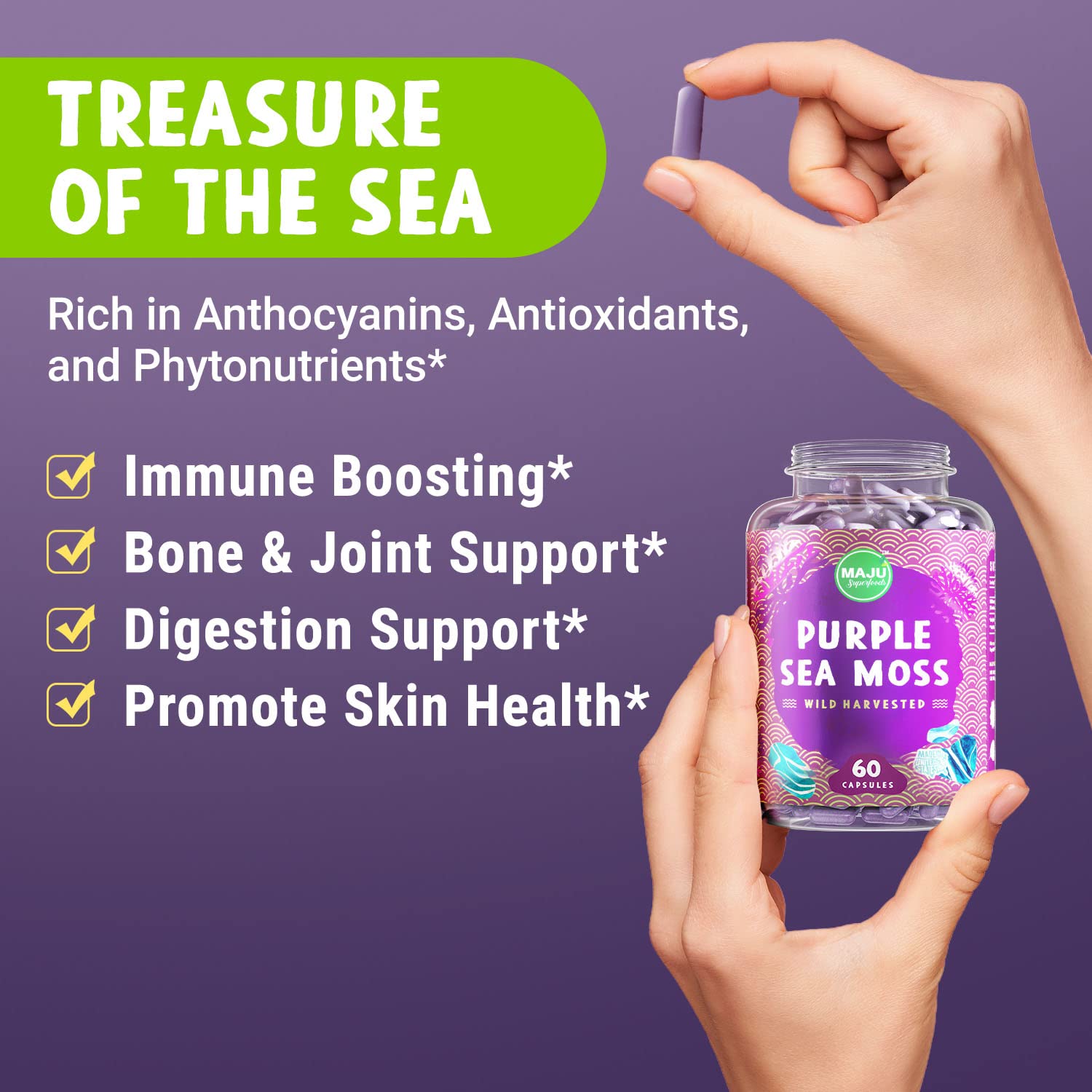 Maju Superfoods Purple Sea Moss Capsules with natural sea moss