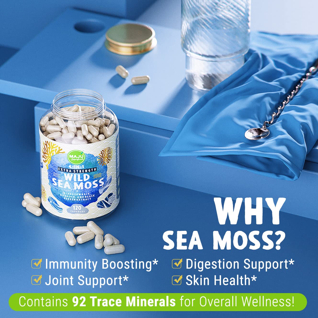 Maju Superfoods Sea Moss Capsules 100g packaging