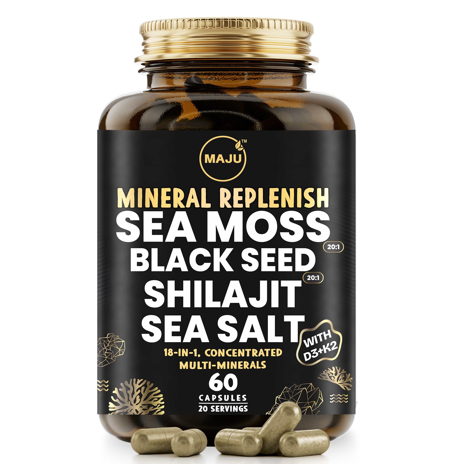 Maju Superfoods Sea Moss & Shilajit Capsules front view