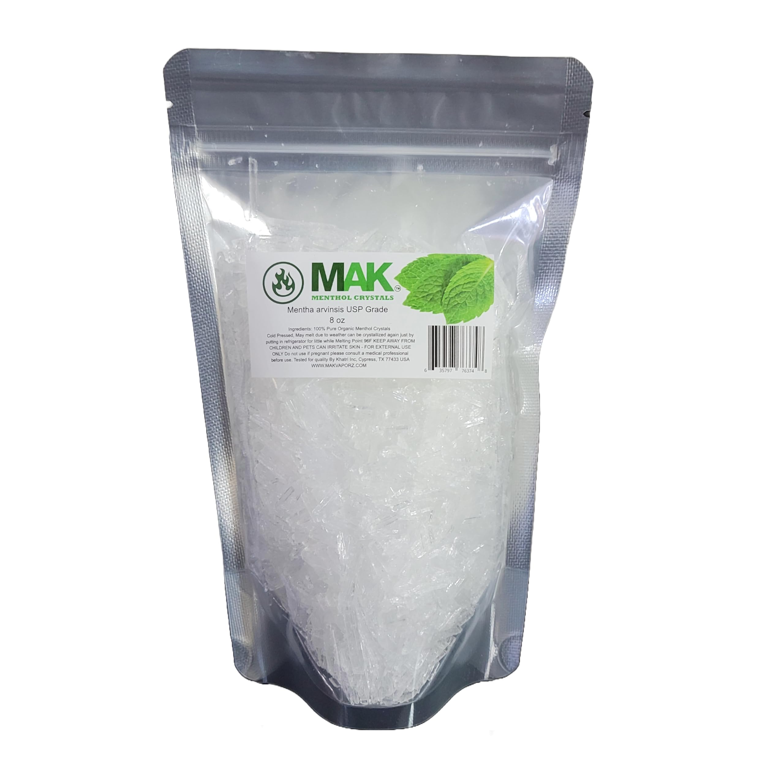 MAK Menthol Crystals 227g front view in packaging