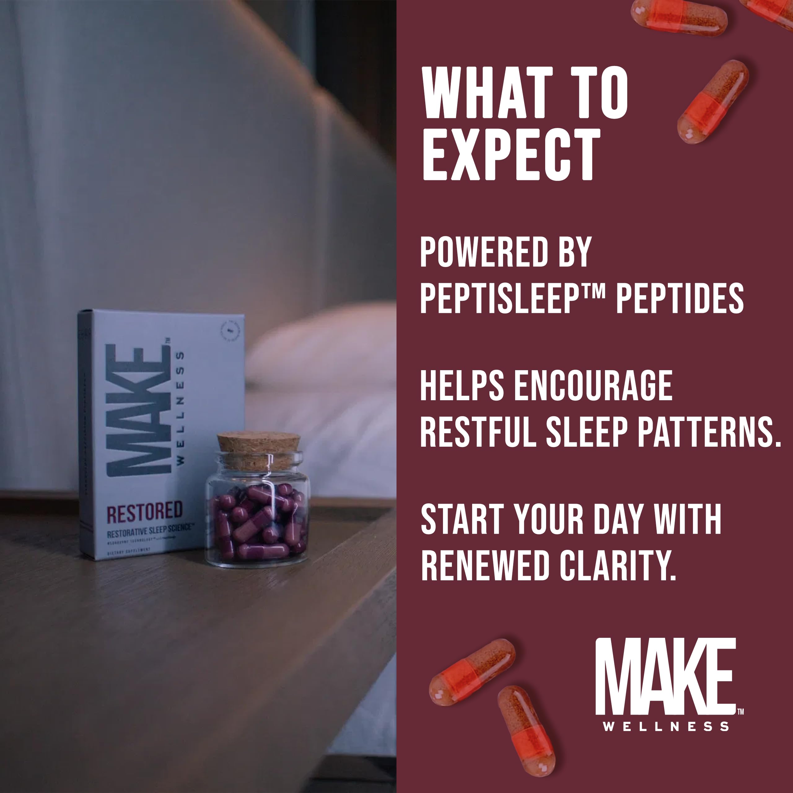 Make Wellness Restored™ Supplement capsule close-up