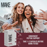 Make Wellness Restored™ Supplement capsules on a wooden surface