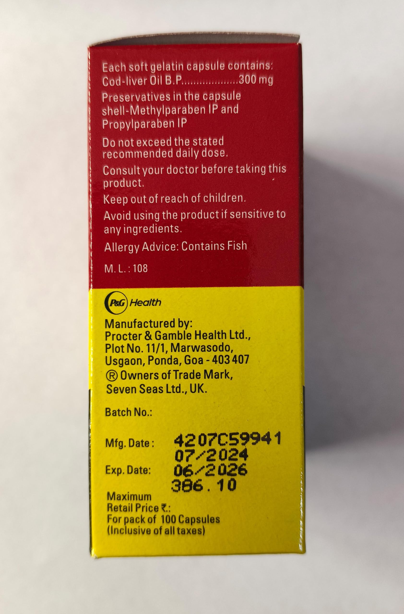 MAKJUNS Pure Cod Liver Oil side view of packaging