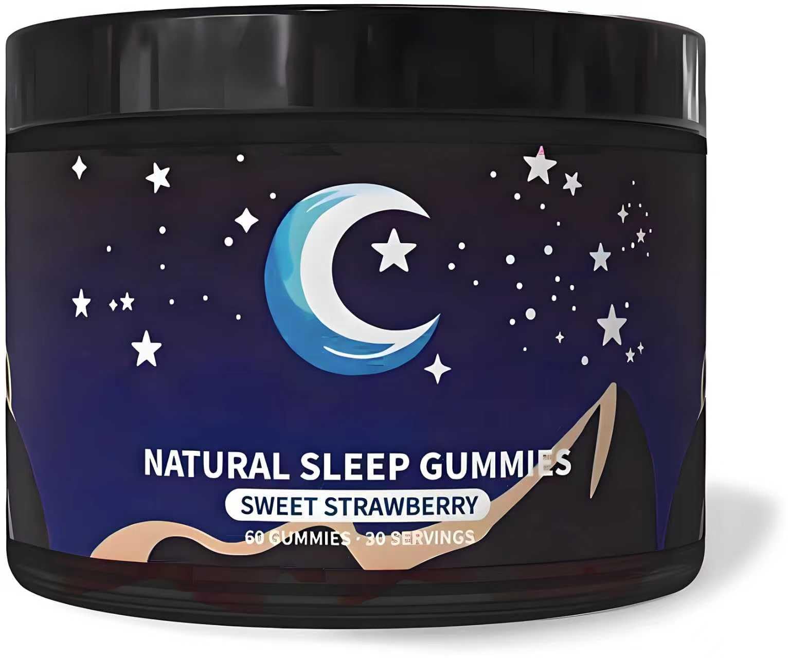 Malvjun Natural Sleep Aid Gummies bottle front view with strawberry flavour