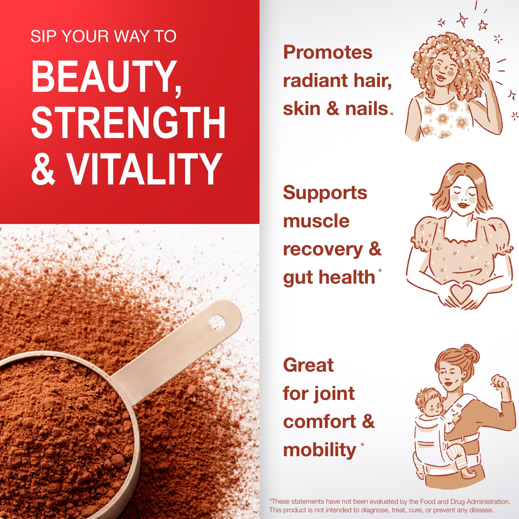 Mama Natural Collagen Blend 240g unflavoured powder scoop