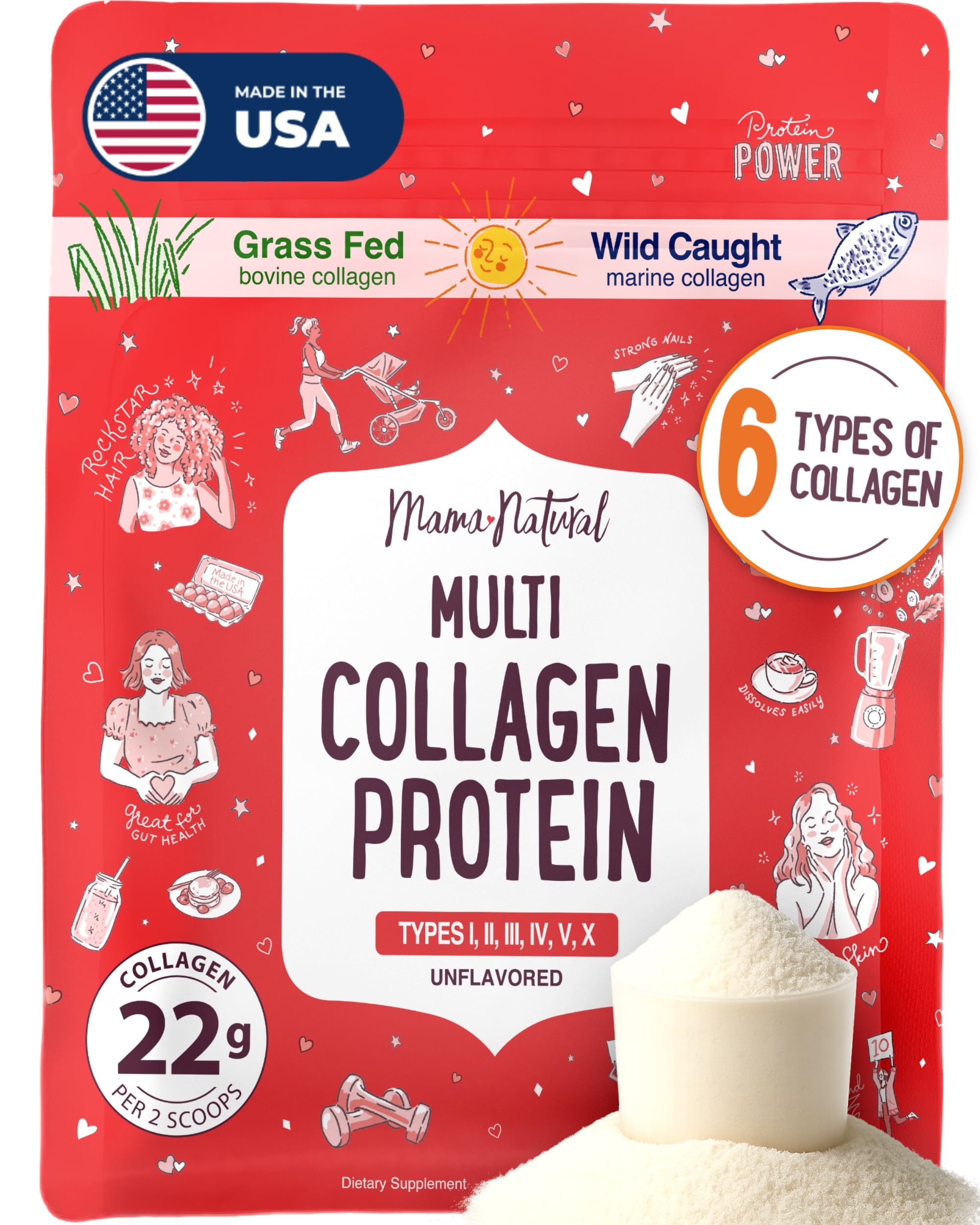 Mama Natural Collagen Powder 454g front view