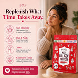 Mama Natural Collagen Powder with a glass of water