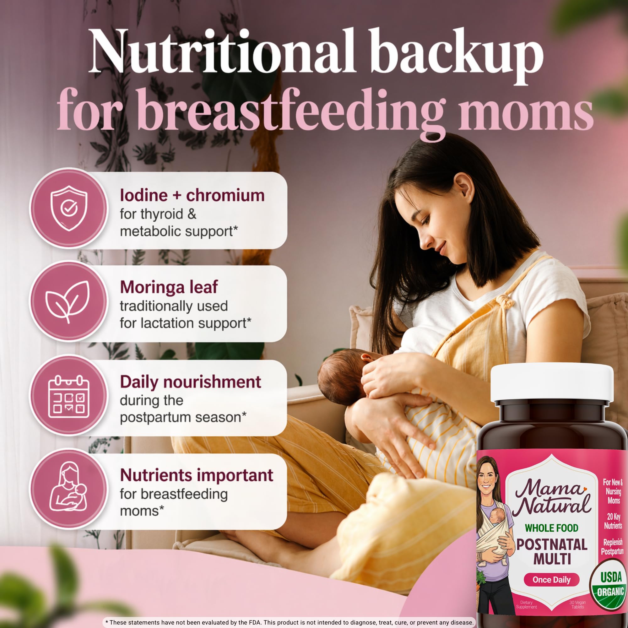 Mama Natural Postnatal Multi Organic Multivitamin with organic ingredients