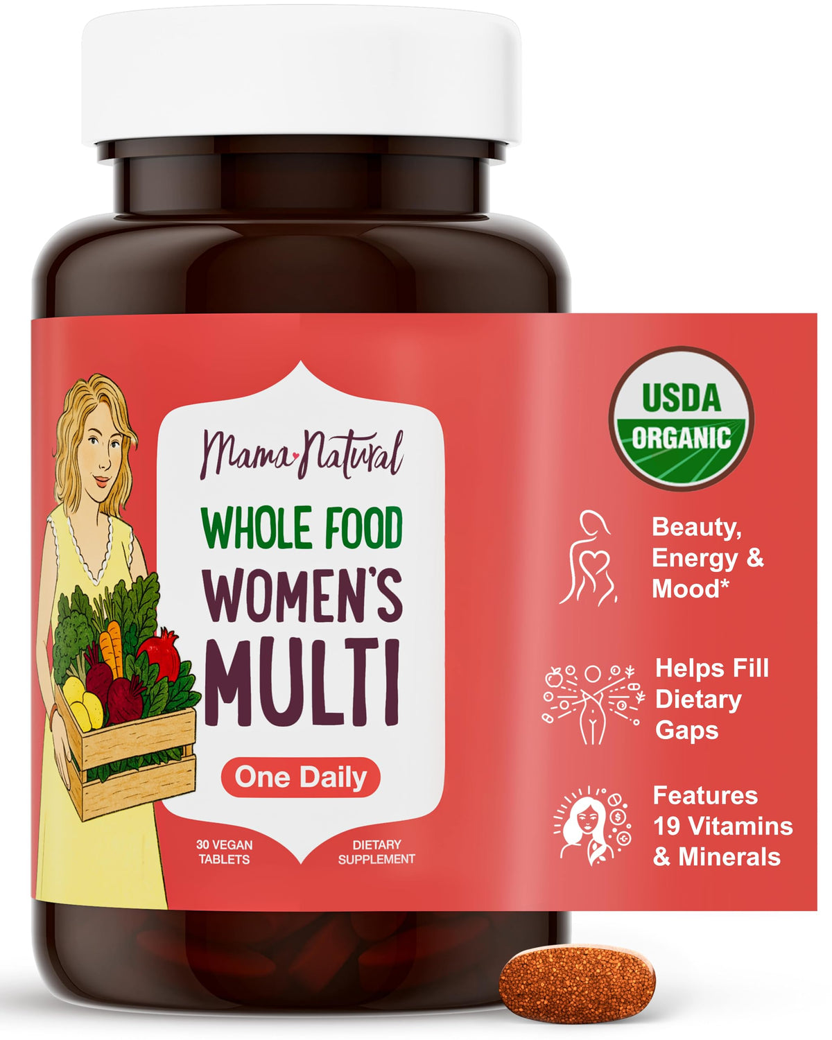 Mama Natural Women's Multivitamin front view of packaging