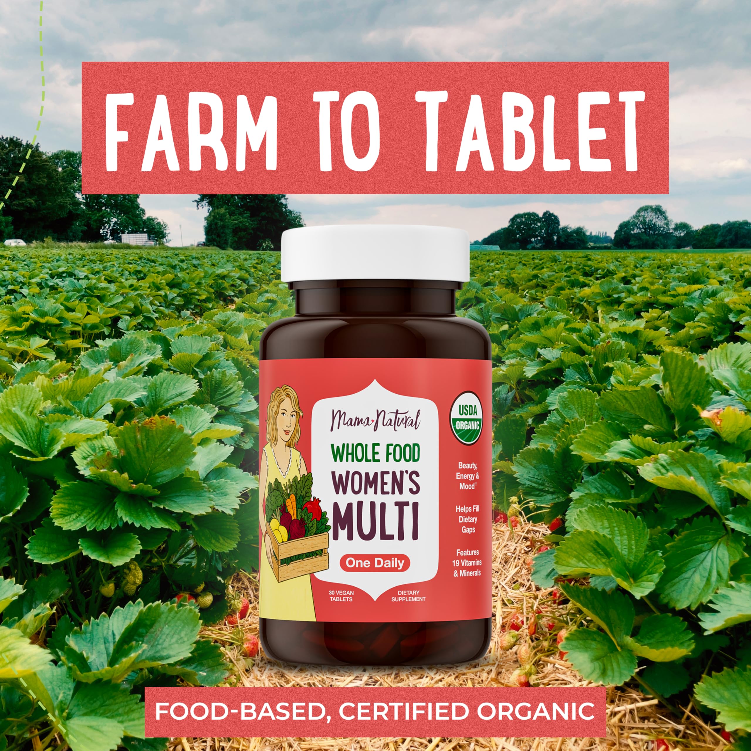 Mama Natural Women's Multivitamin side view showing tablet size