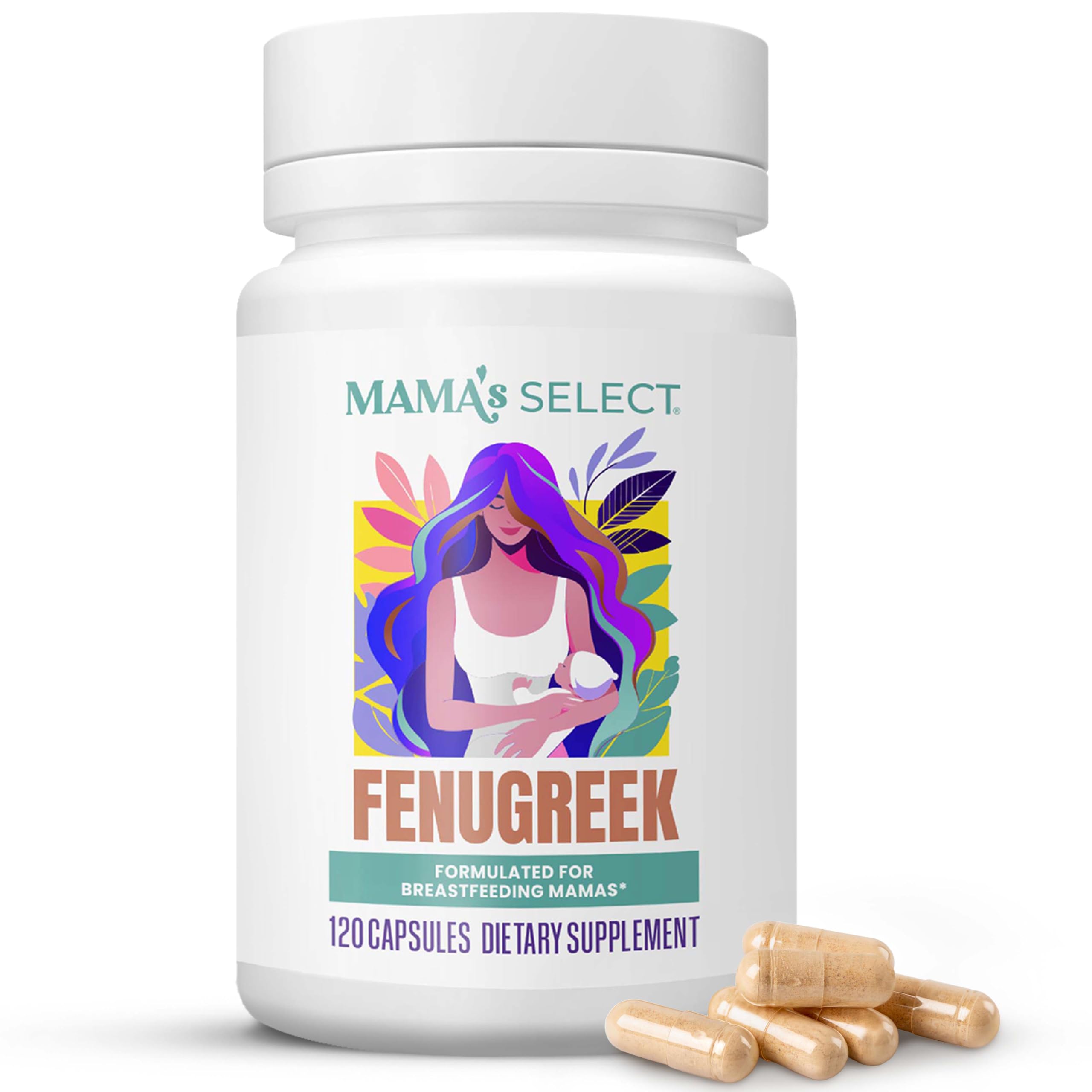 Mama's Select Fenugreek Capsules bottle front view