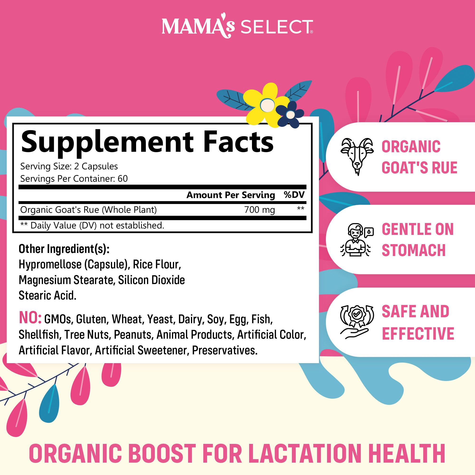 Mama's Select Goat's Rue capsules bottle side view
