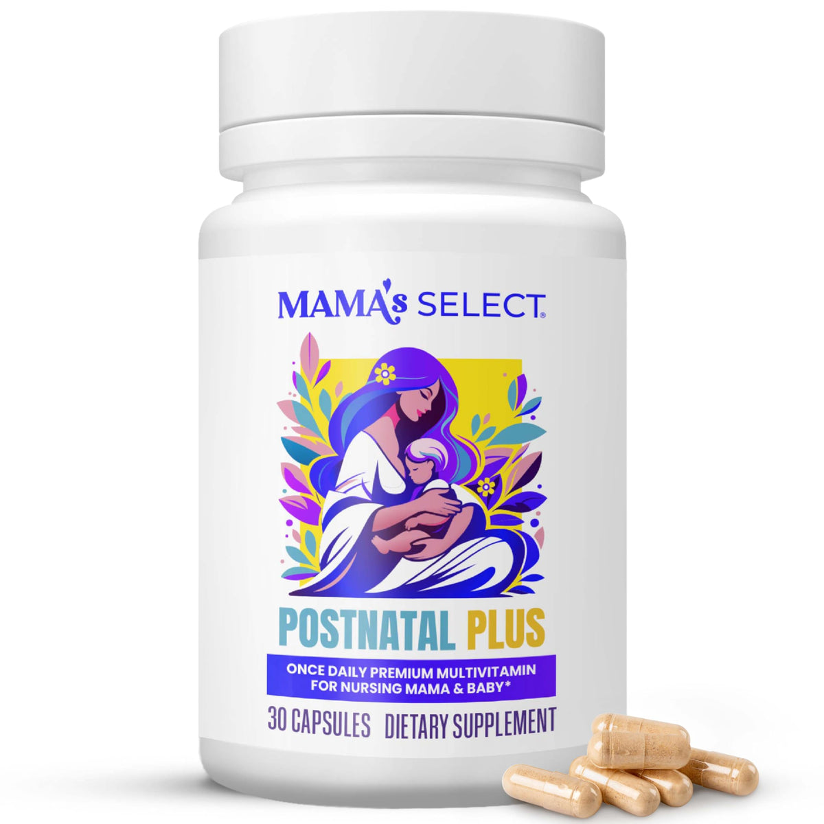 Mama's Select Postnatal Vitamins 30 vegan capsules front view