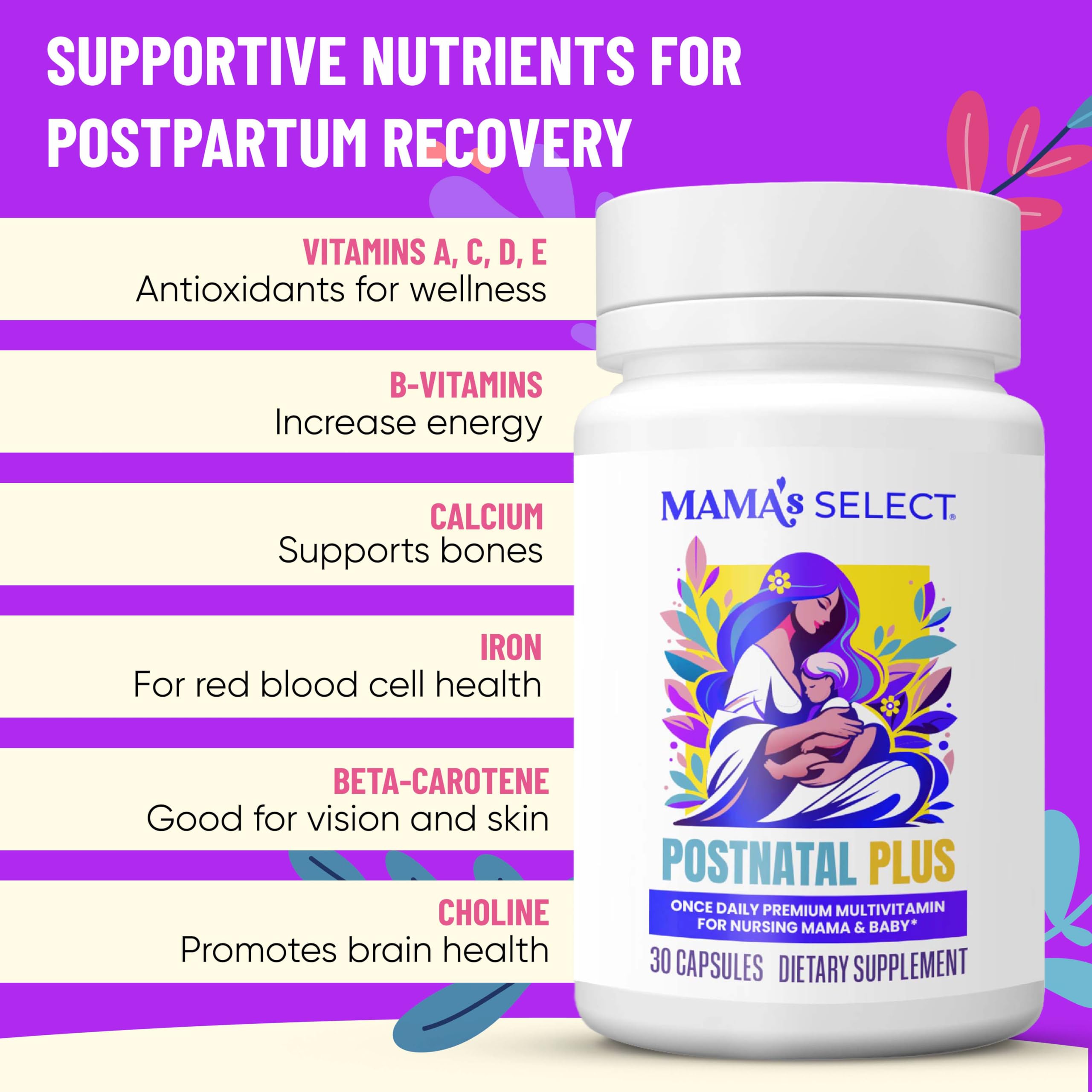 Mama's Select Postnatal Vitamins ingredients list close-up