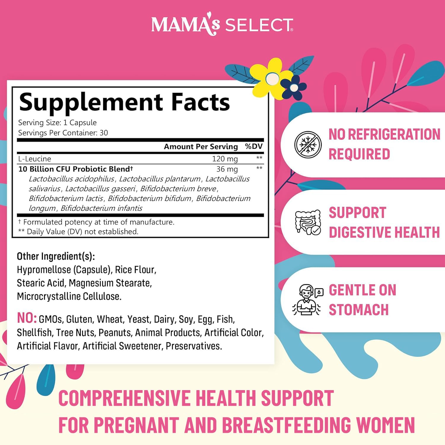 Mama's Select Prenatal Probiotic 32g side view