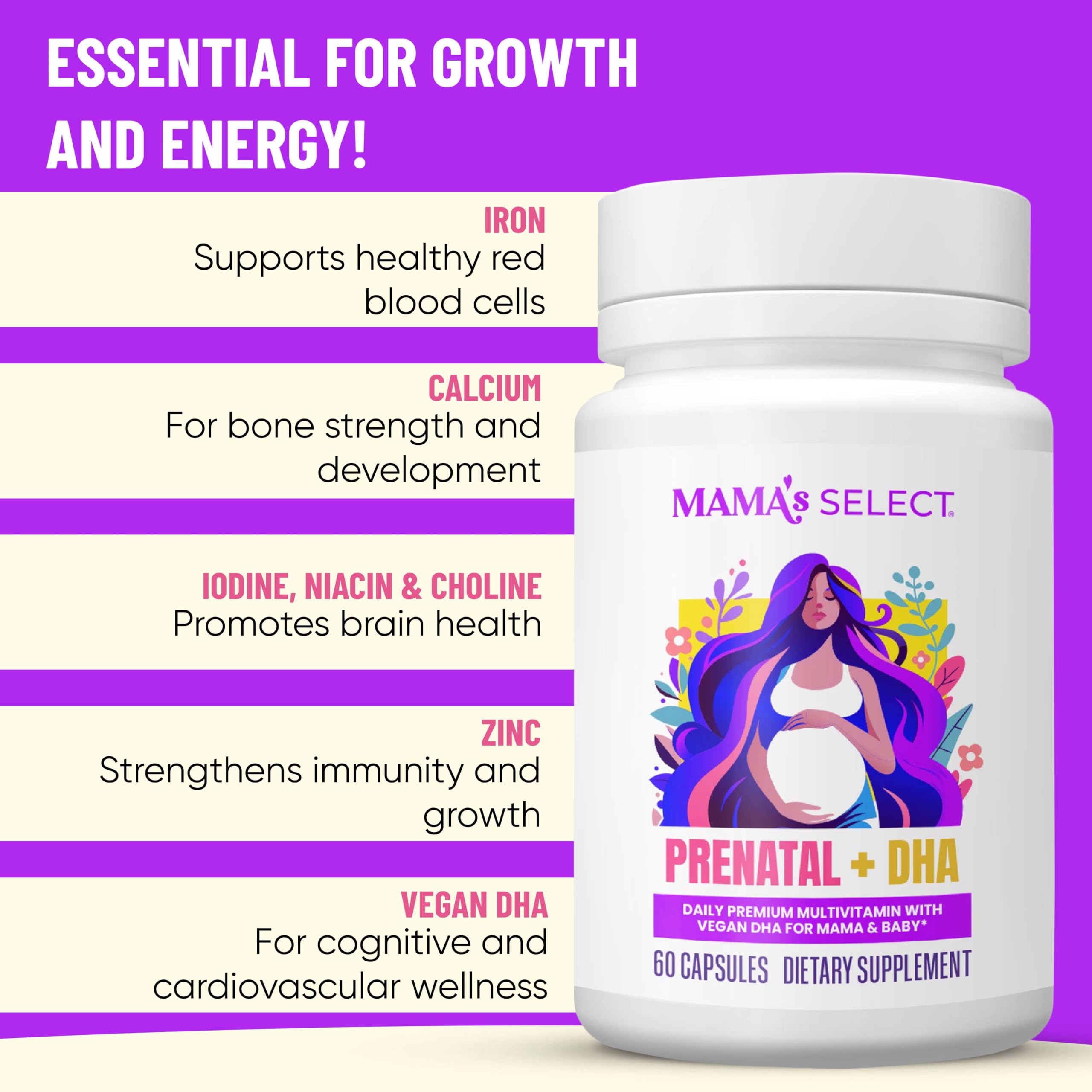 Mama's Select Prenatal Vitamins 60 Capsules with ingredients list