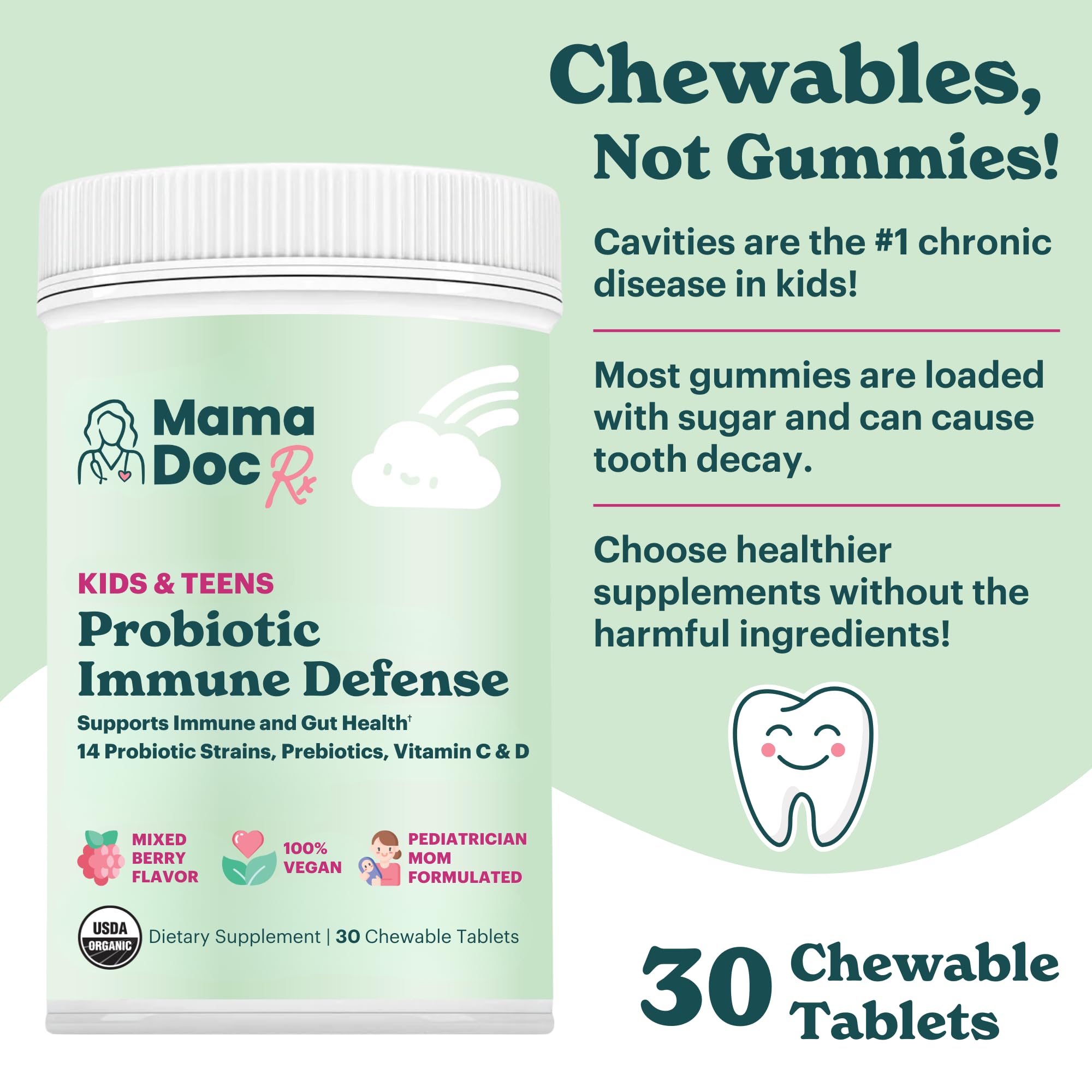 MamaDoc Rx Kids Probiotic Chewables in a child's hand