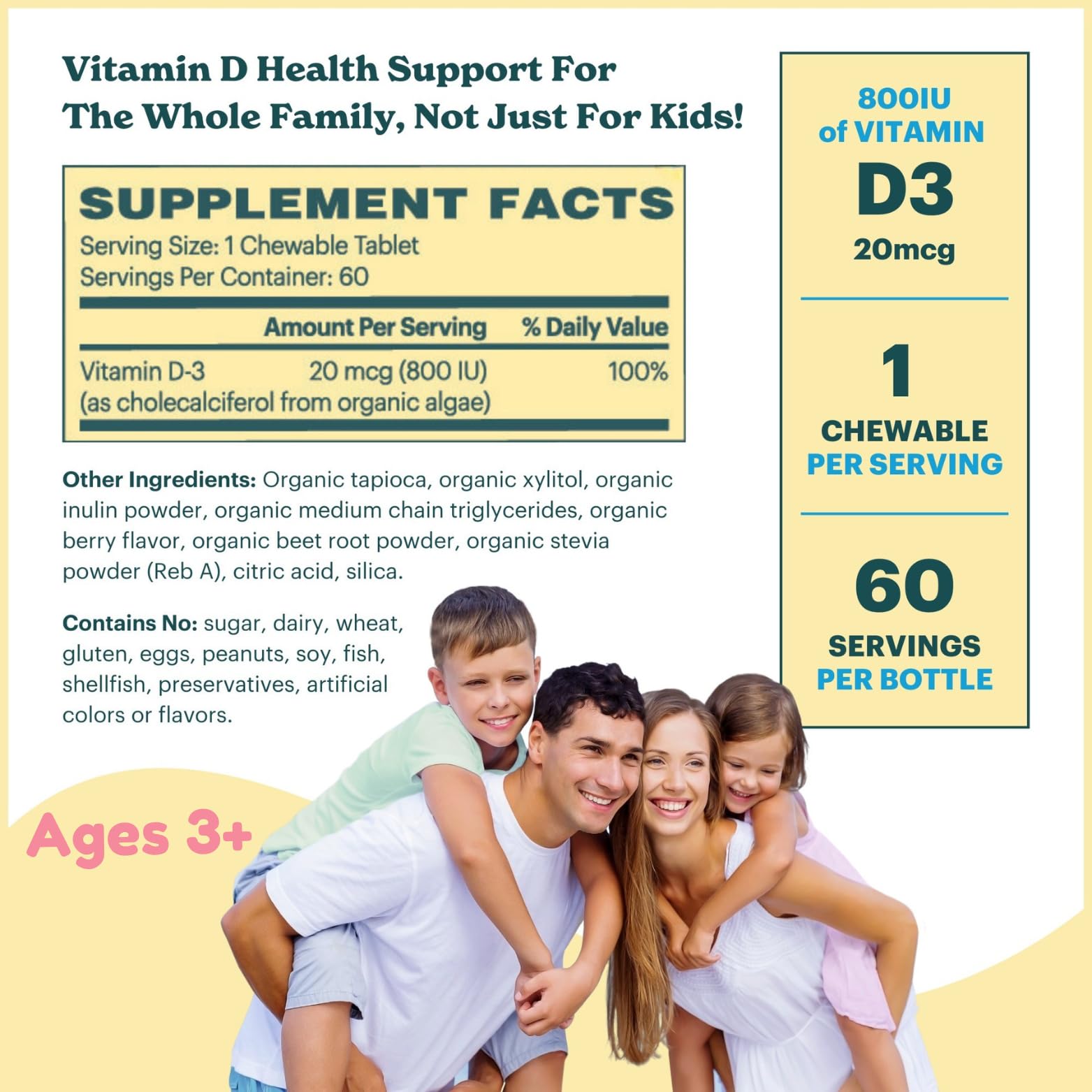 MamaDoc Rx Vitamin D3 Chewables on a table with fruits