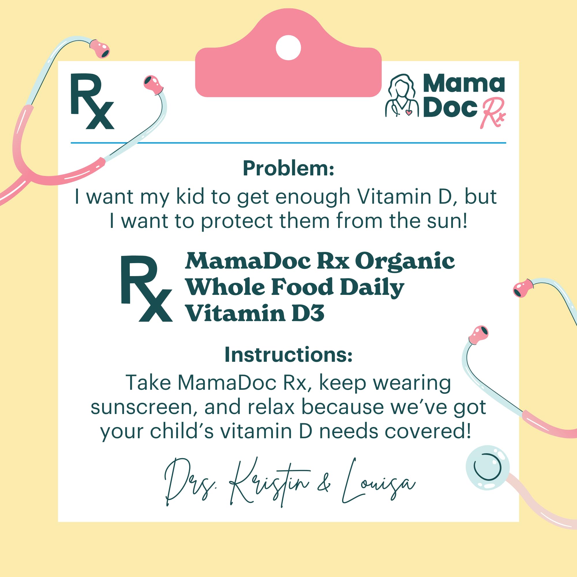 MamaDoc Rx Vitamin D3 Chewables with a glass of water