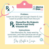 MamaDoc Rx Vitamin D3 Chewables with a glass of water