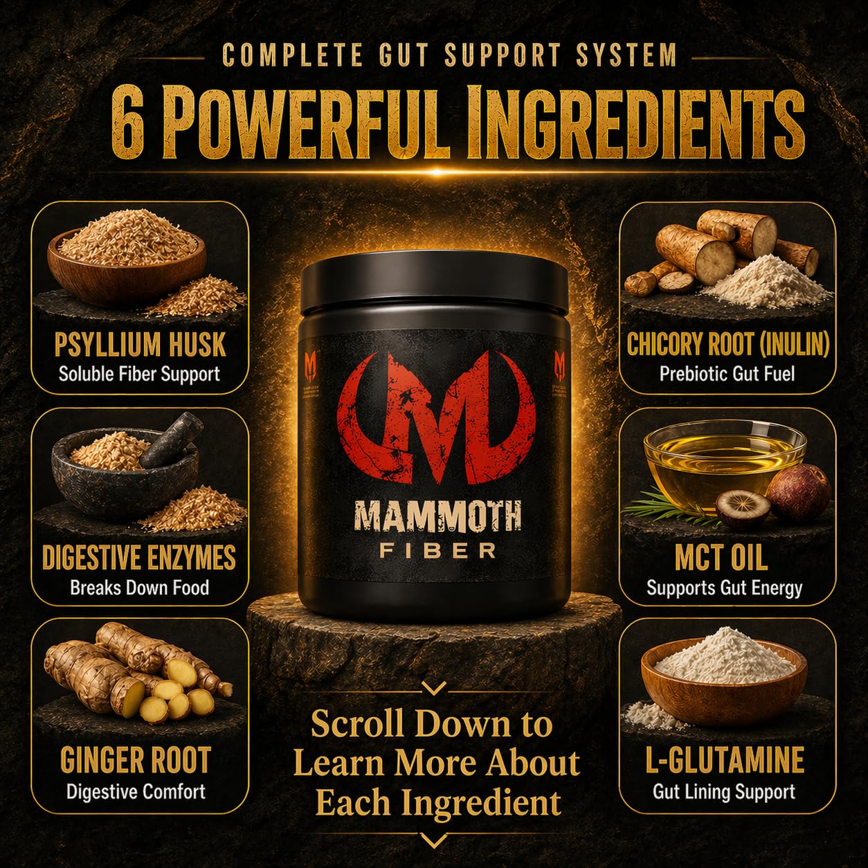 Mammoth Fiber container with a measuring scoop
