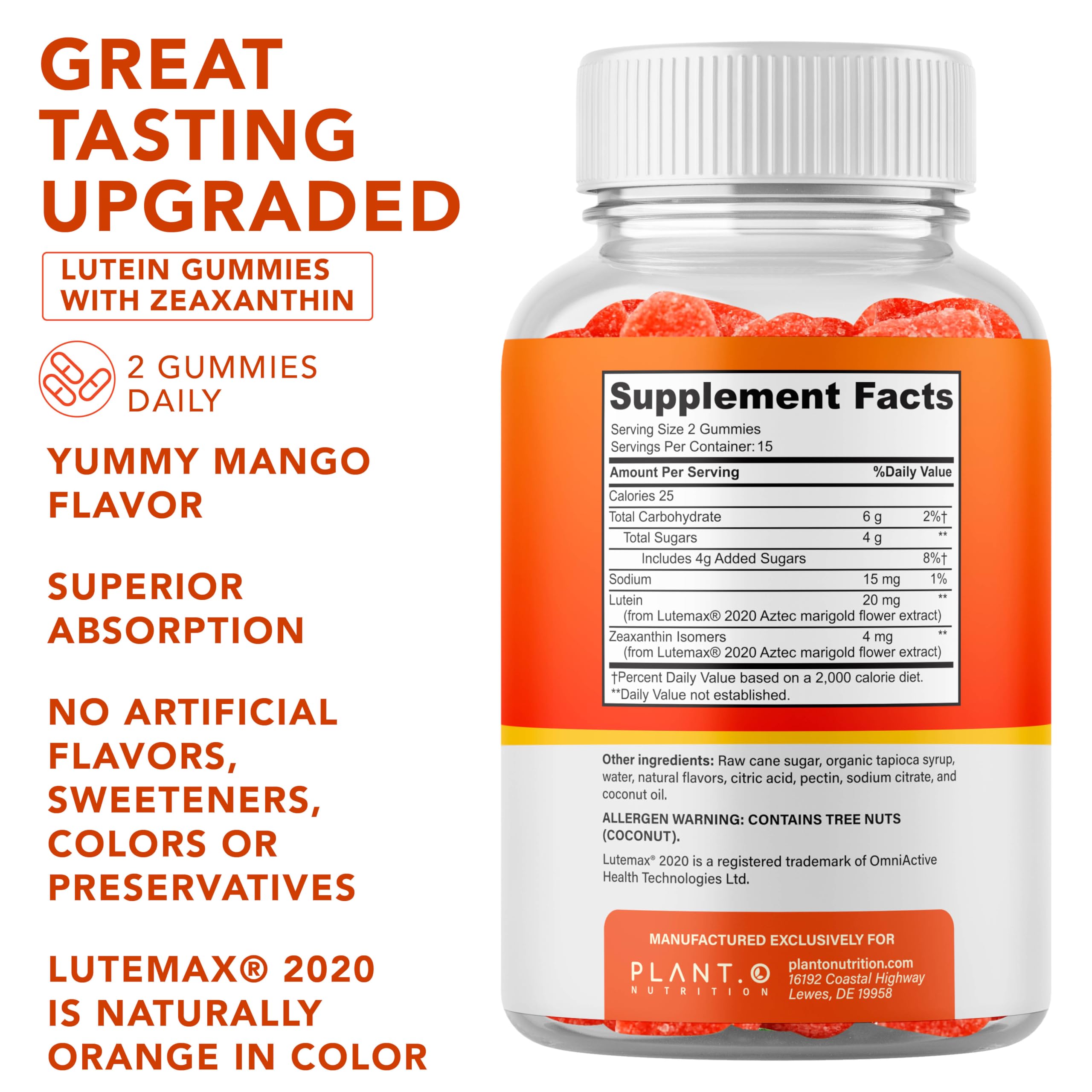 Mango flavoured lutein gummies close-up