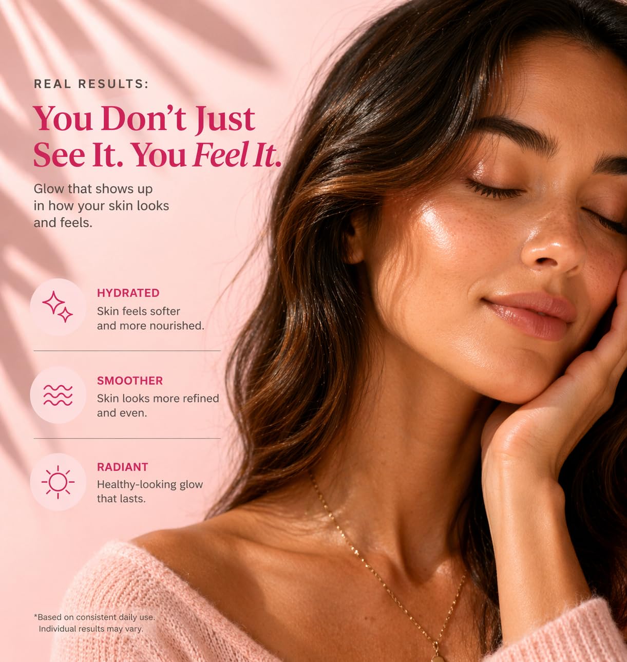 Manifest Glow Tropical Collagen Powder in a glass of water