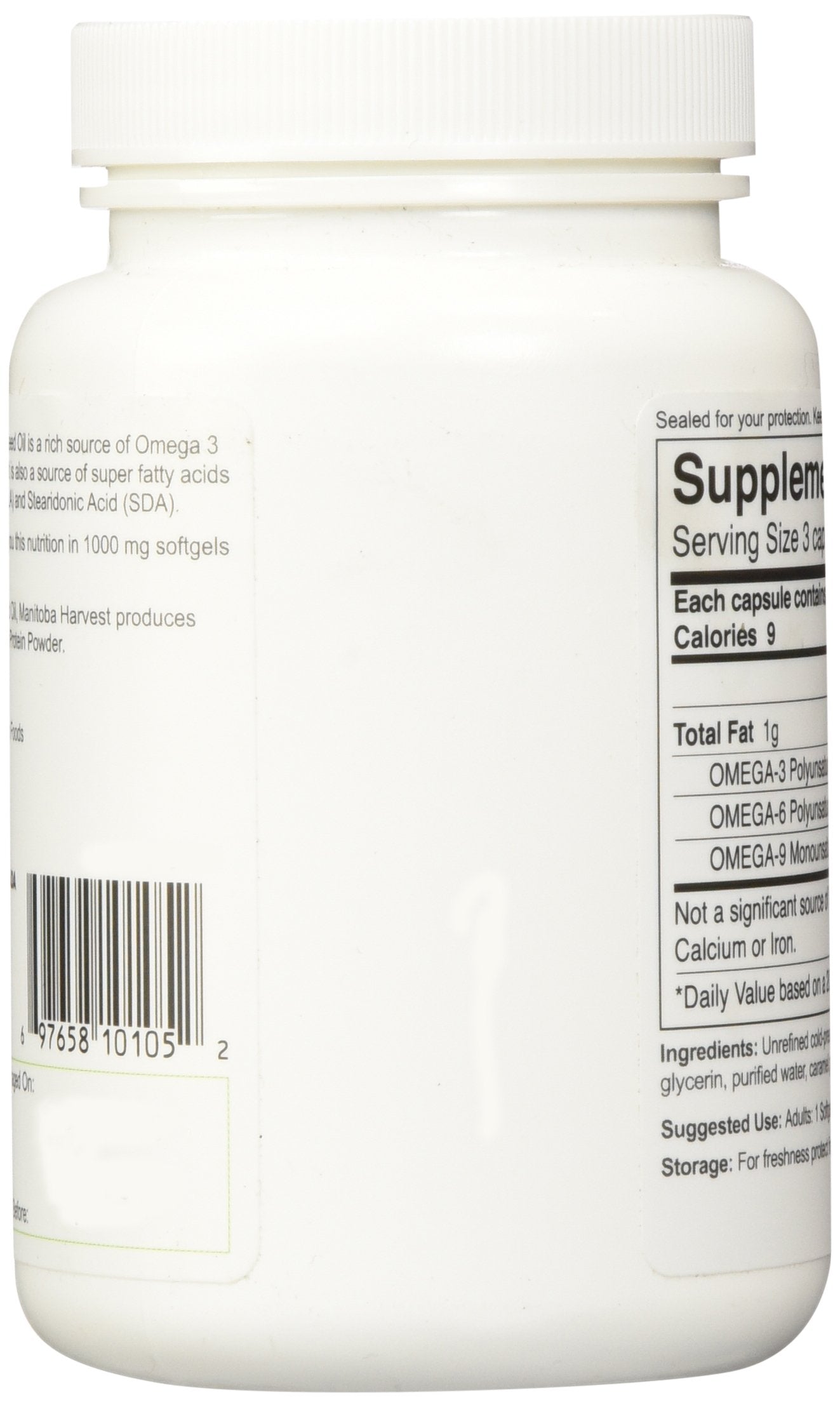 Manitoba Harvest Hemp Oil Soft Gels displayed with measuring spoon