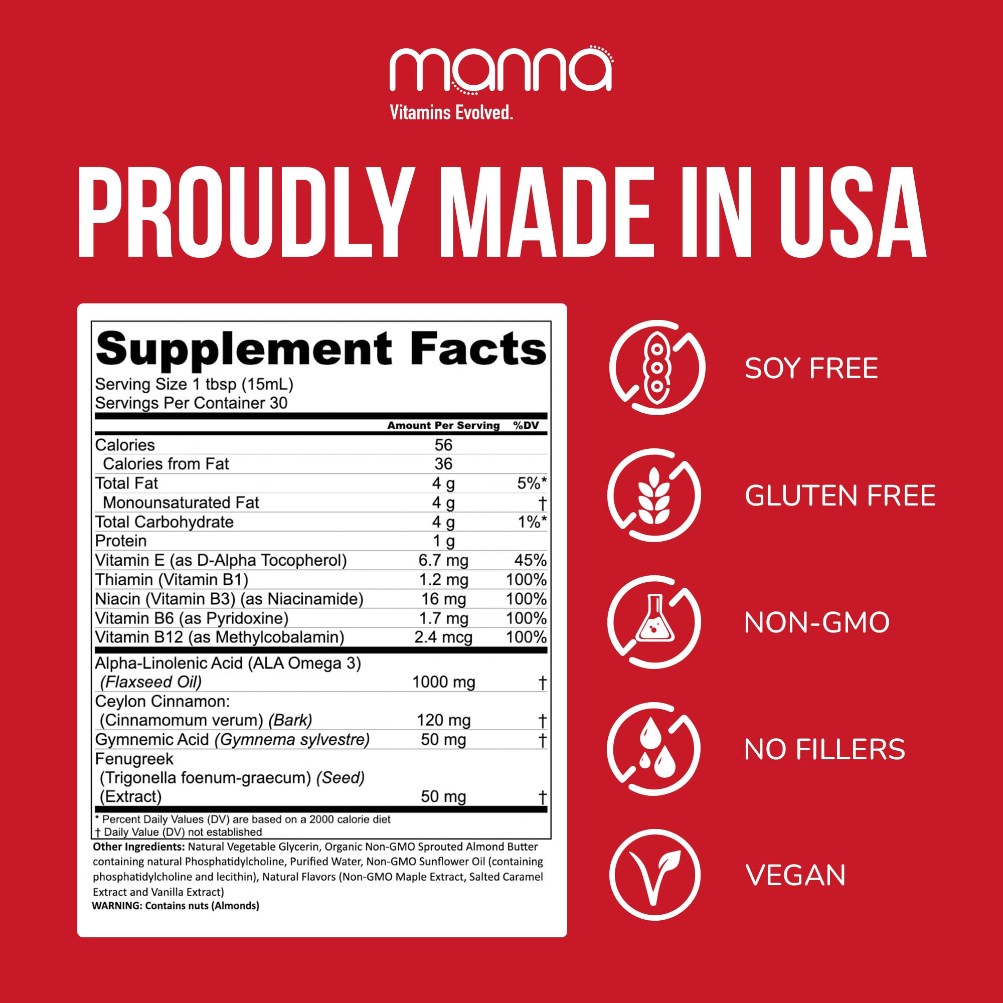 Manna Vitamins Evolved Blended Vitamin & Mineral Supplement ingredients list