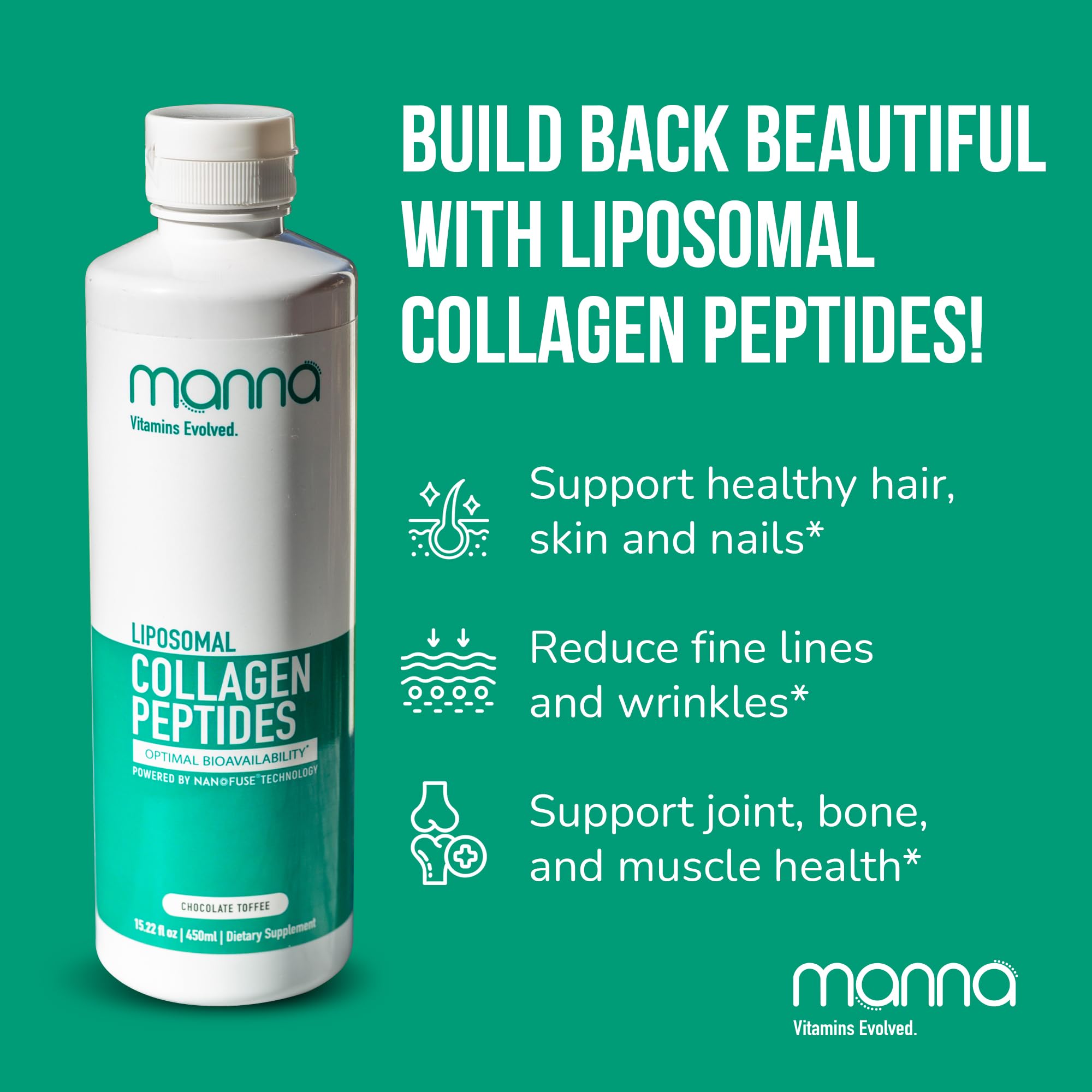 Manna Vitamins Evolved Collagen Peptides 540g liquid pour