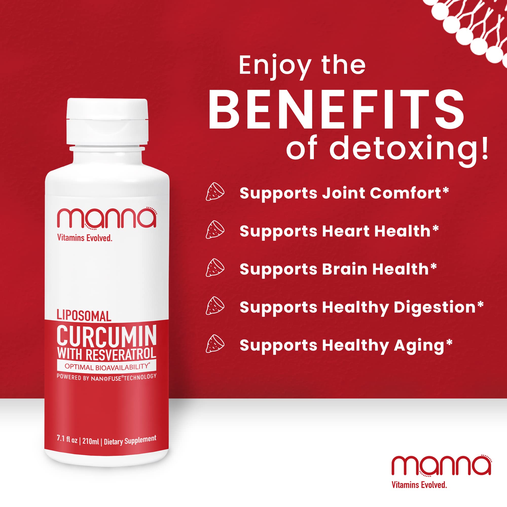 Manna Vitamins Evolved Liposomal Curcumin & Resveratrol bottle with cap