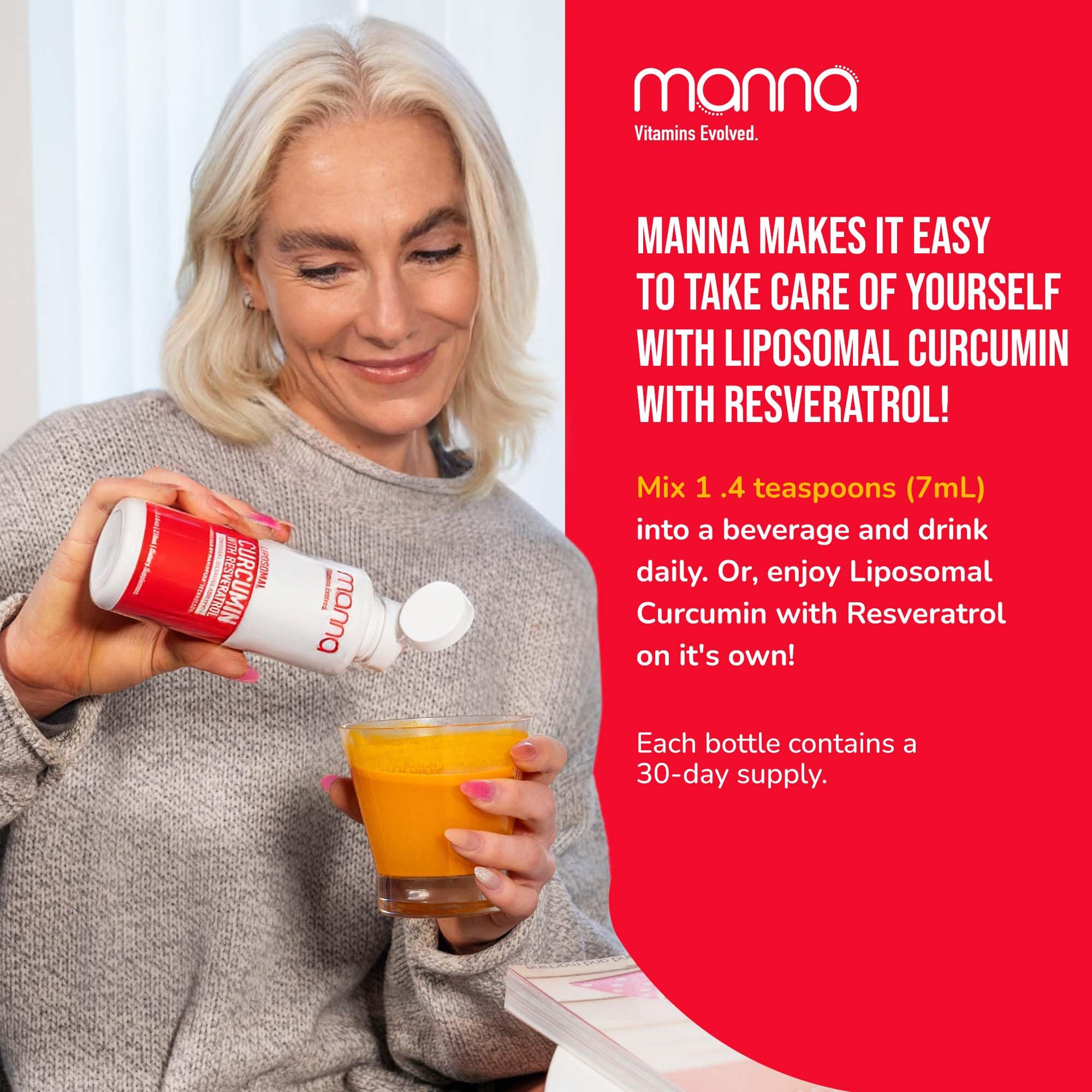 Manna Vitamins Evolved Liposomal Curcumin & Resveratrol packaging