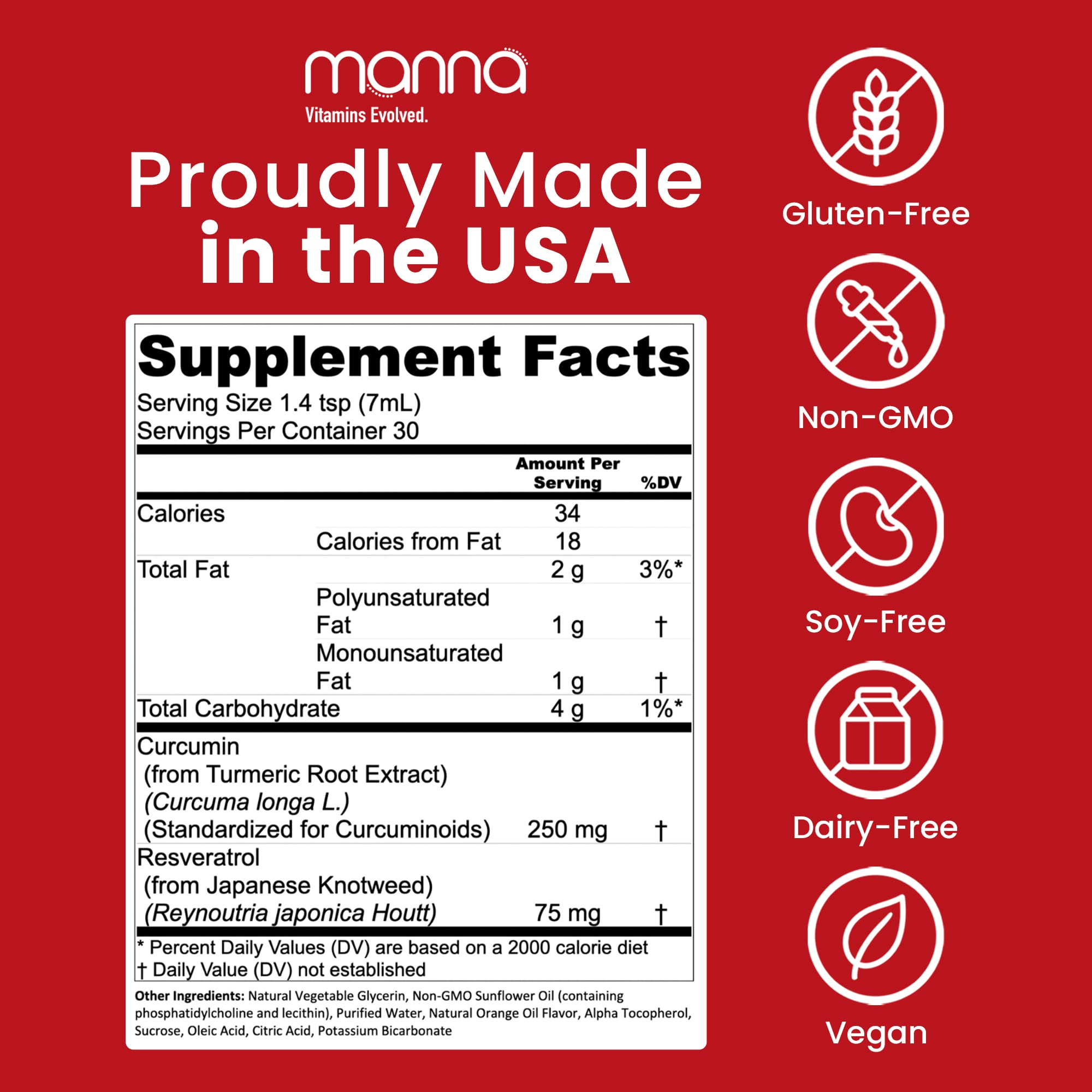 Manna Vitamins Evolved Liposomal Curcumin & Resveratrol side view