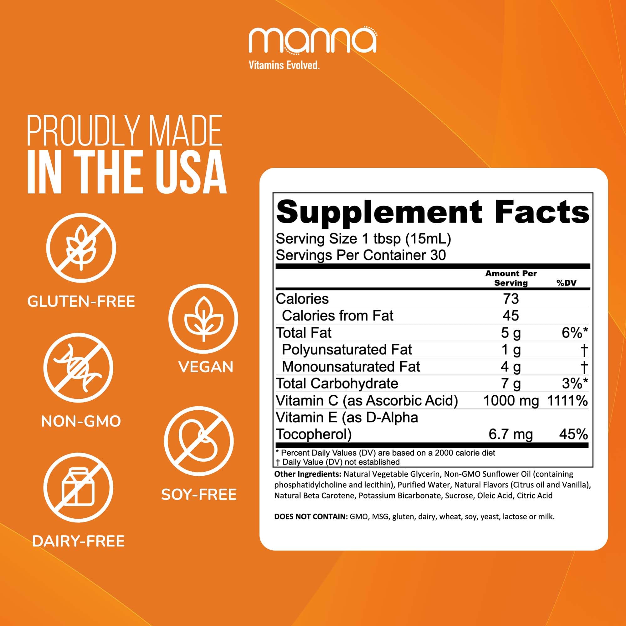 Manna Vitamins Evolved Liposomal Vitamin C 540g side view