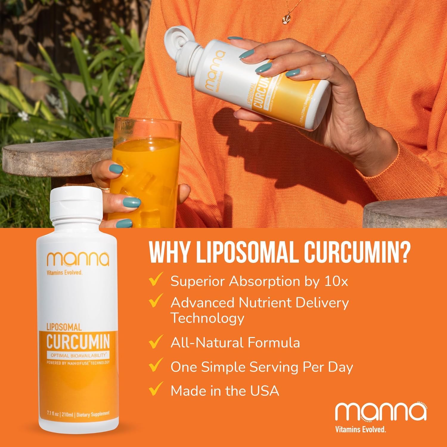 Manna Vitamins Evolved Liquid Liposomal Curcumin Turmeric Supplement packaging