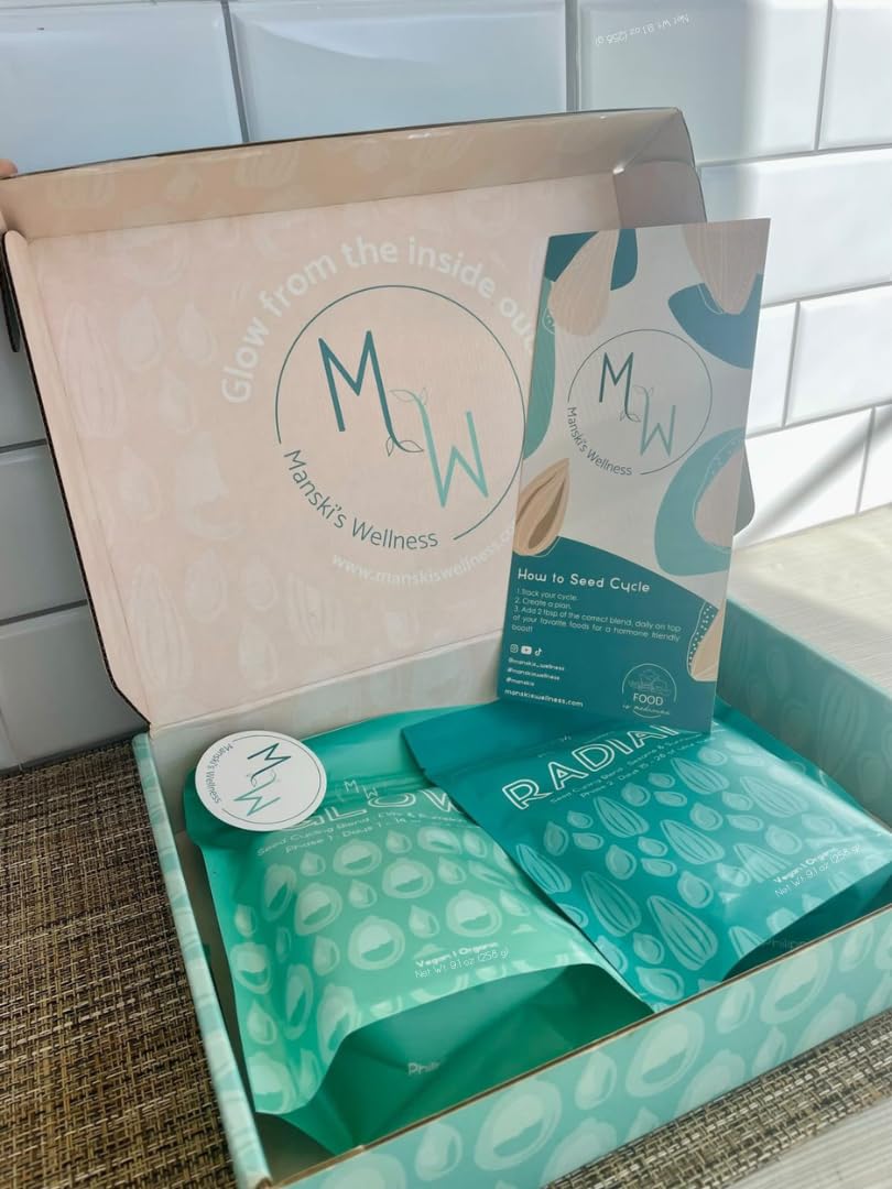 Manski's Wellness Seed Cycling Blend with measuring scoop for serving