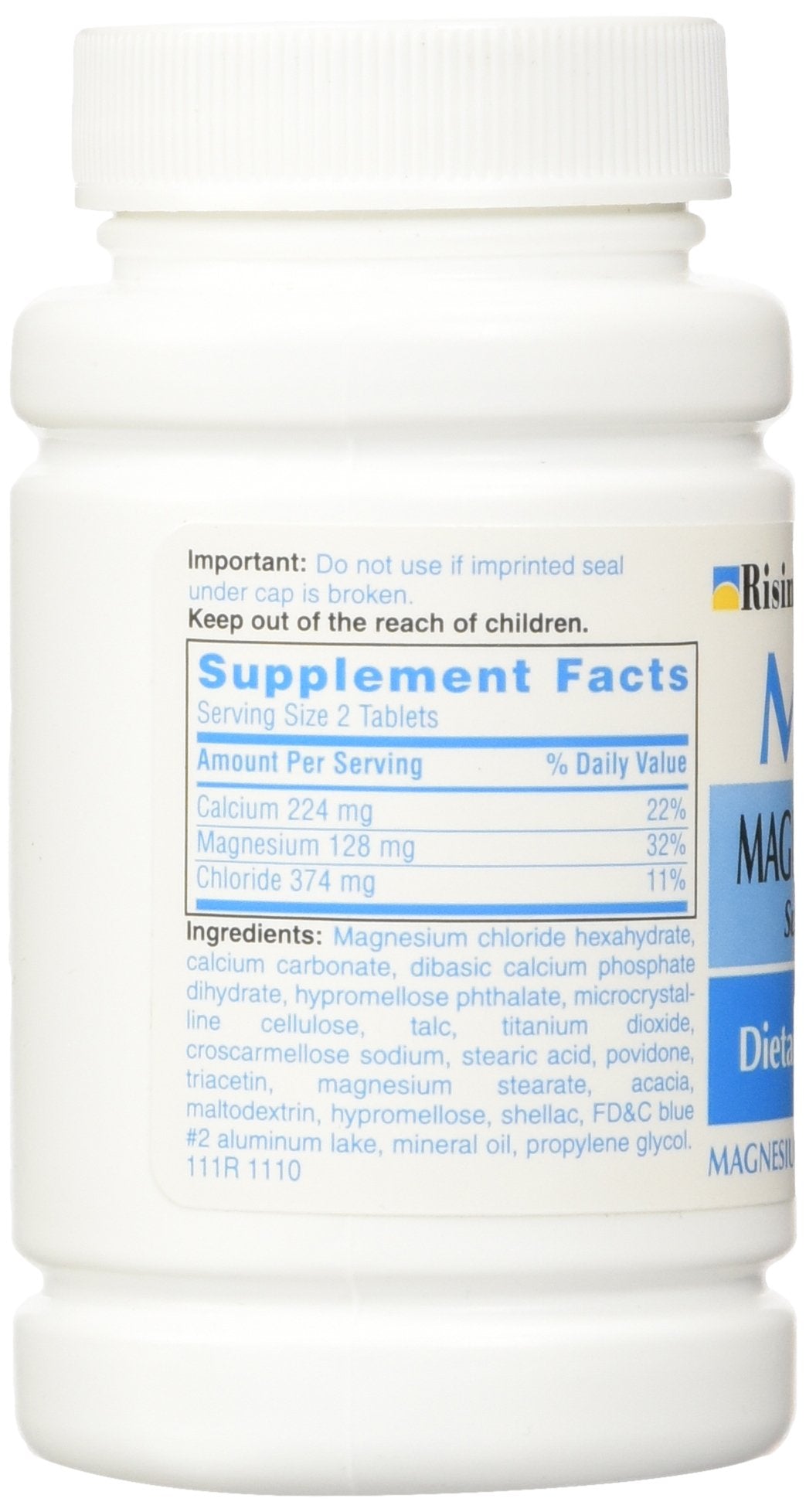 Marble Medical Magnesium Chloride 64mg Tablets side view showing dosage
