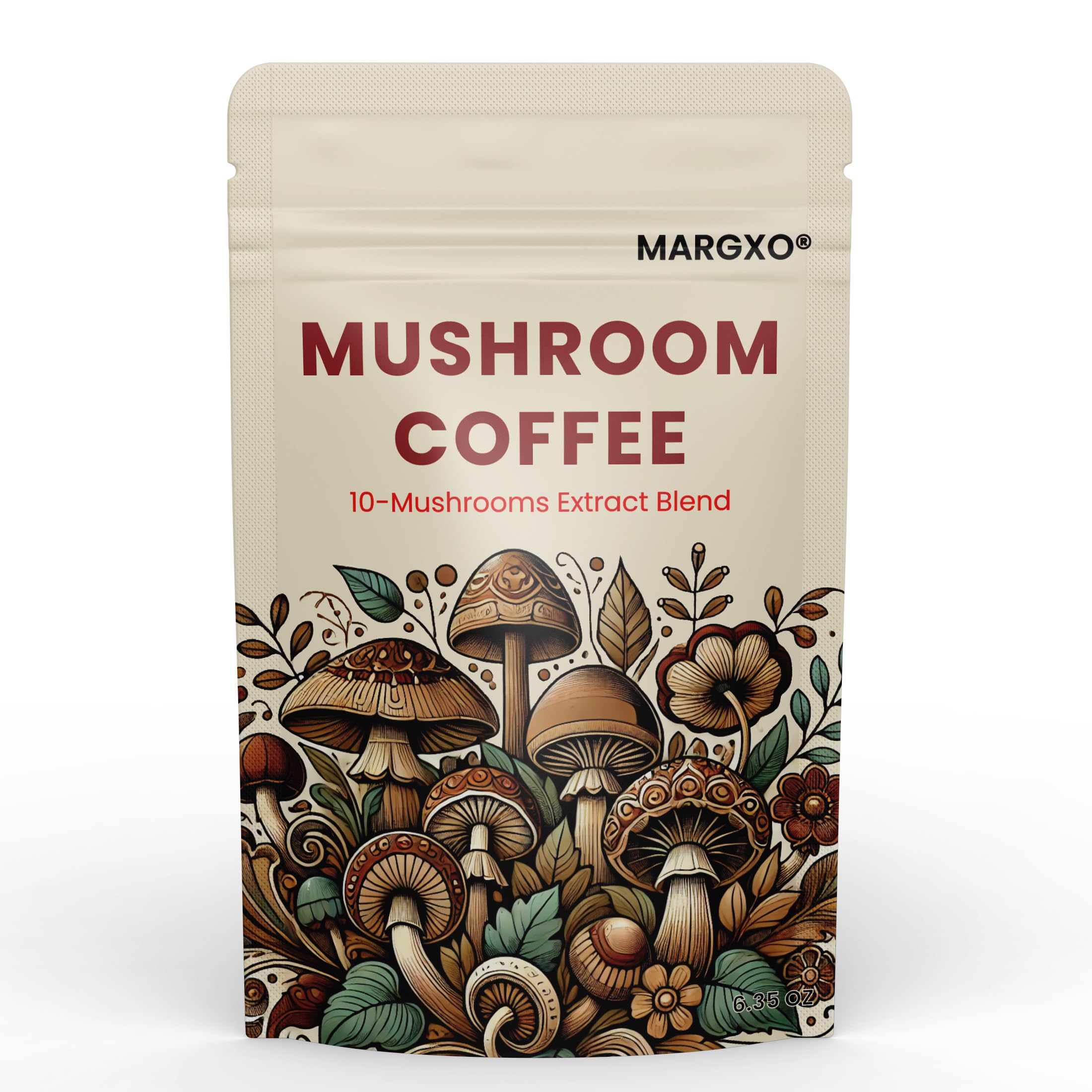 MARGXO Mushroom Coffee Blend packaging front view